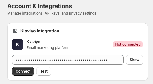 Campaigns page after successful Klaviyo connection